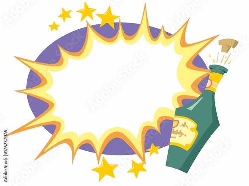 Champagne Popping in Celebration Cartoon Panel