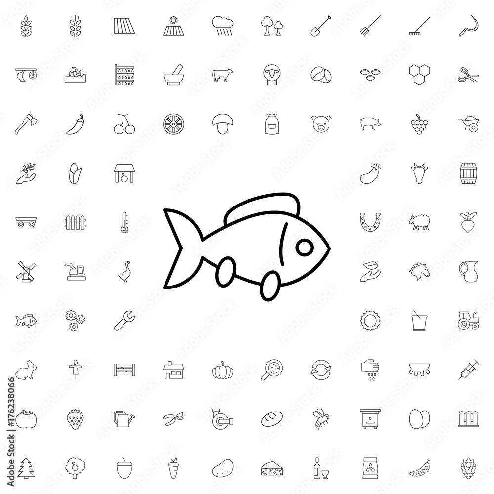 Fish icon. set of outline agriculture icons.