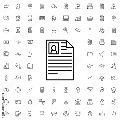 Cv icon. set of outline company icons.