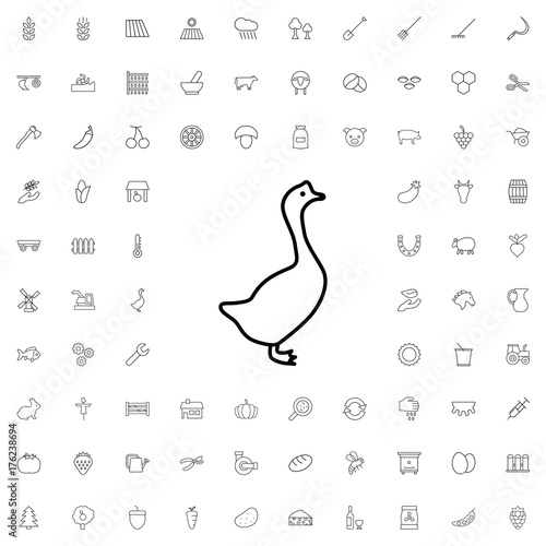 Goose icon. set of outline agriculture icons.