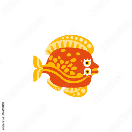Cute flounder fish hand drawn vector Illustration