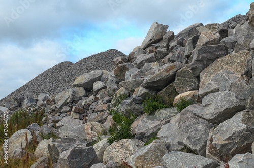 Heaps of gravel and large stones from the quarry. © Moroshka