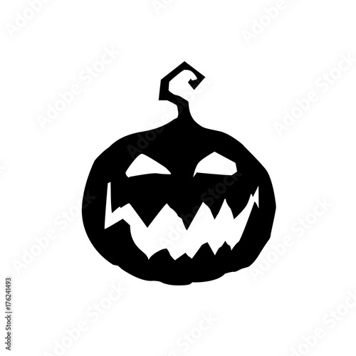 Halloween vector illustration of pumpkin jack black  silhouette  on isolated on white background