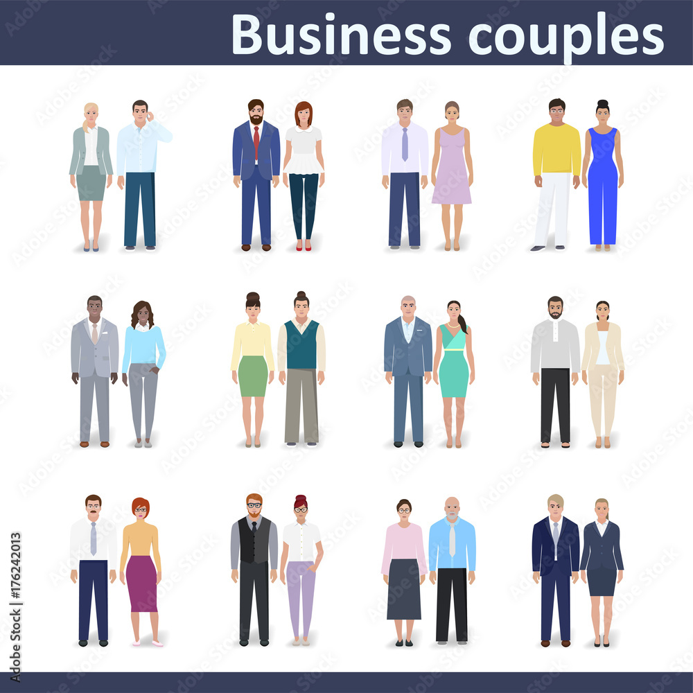 Business couple, vector illustration