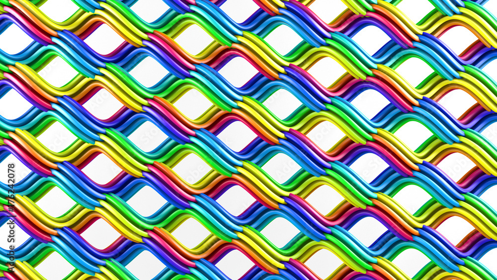 Bright rainbow gradient colorful grid abstract 3D rendering Bright rainbow gradient colorful grid abstract 3D rendering