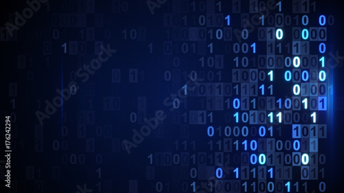 Scan blue digital binary data code
