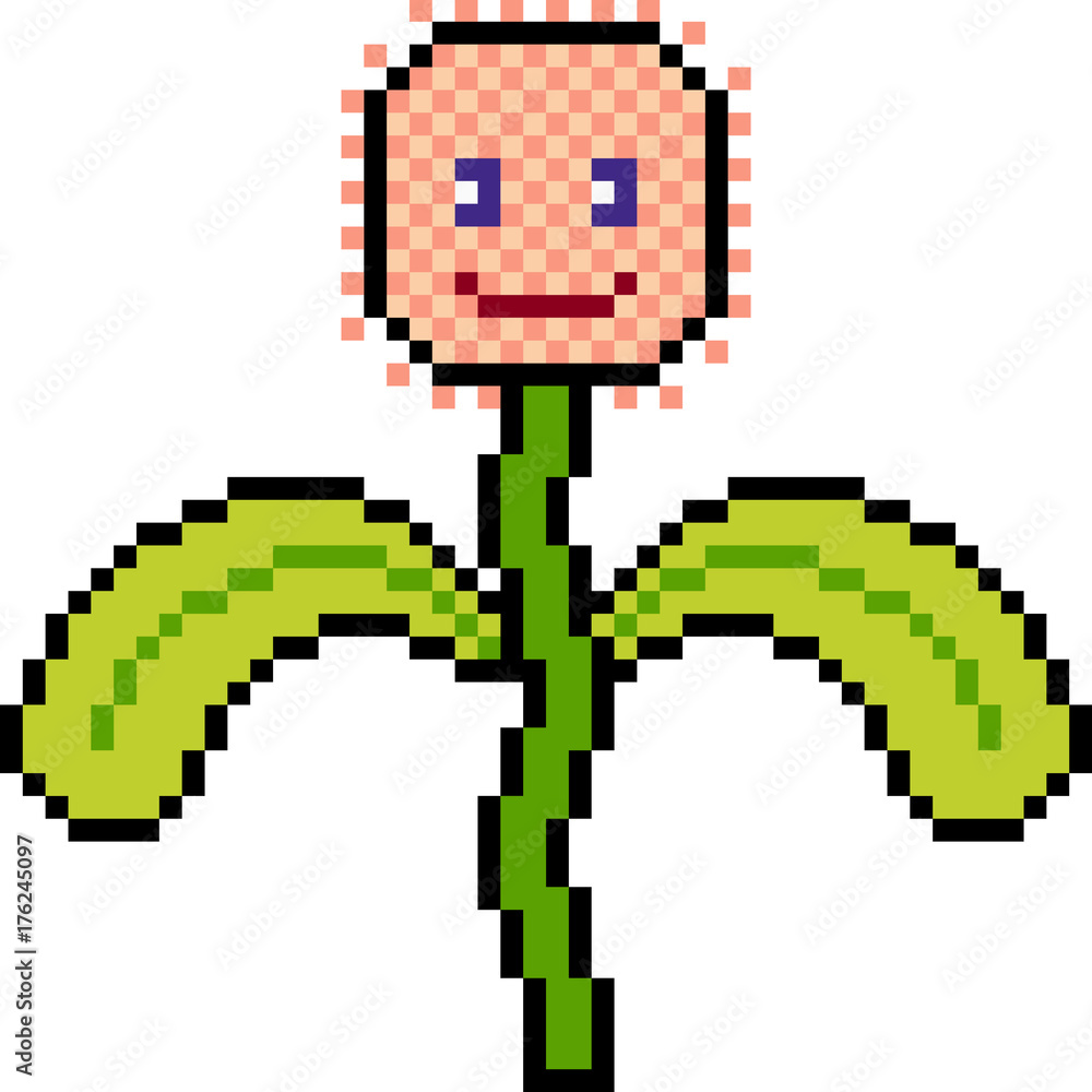 Obraz premium vector pixel art flower