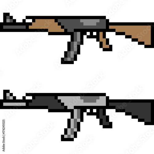 vector pixel art assault rifle