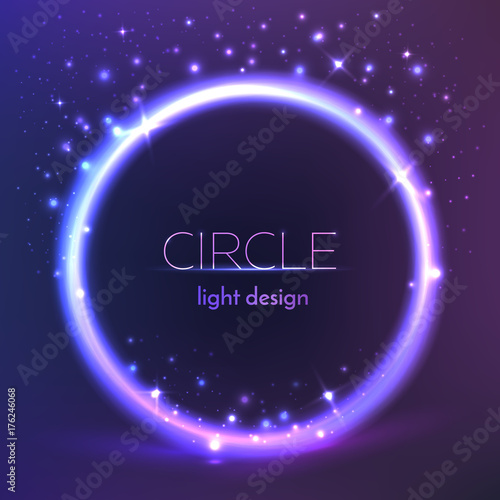 Round shiny frame background. Vector circle light design.