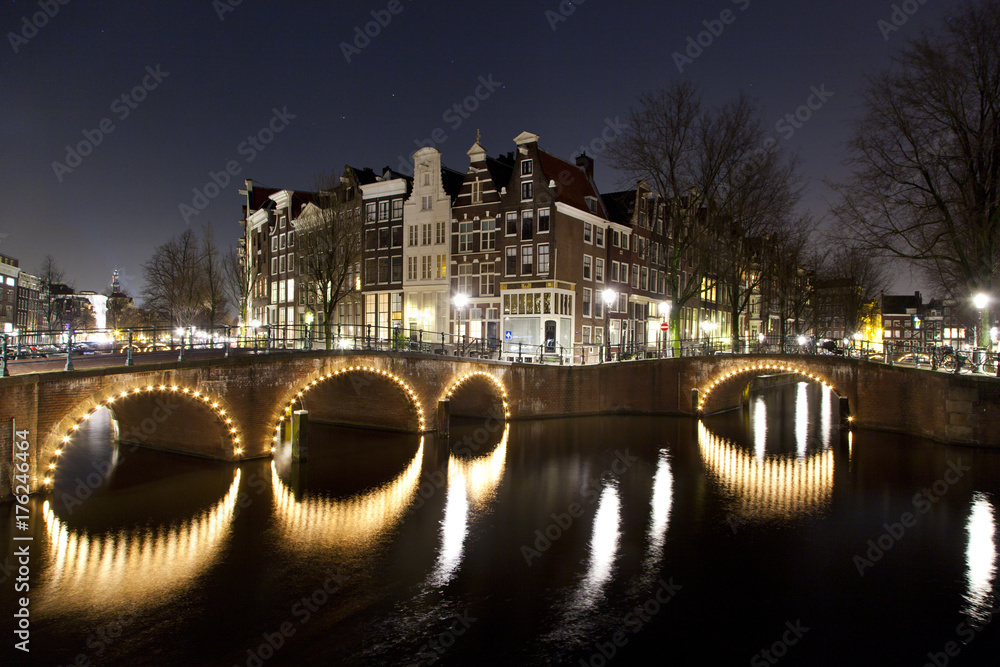 Amsterdam dark night scene