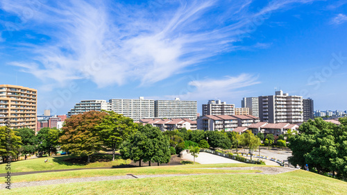 青空が広がる住宅街