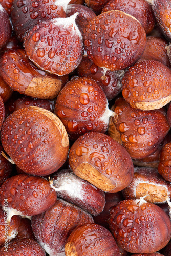 Fresh chestnuts, close up