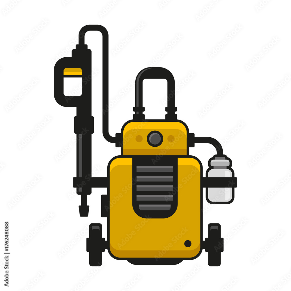 Fototapeta premium High Pressure Washer. Car Wash Machine. Vector