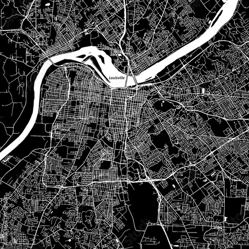 Louisville, Kentucky. Downtown vector map.