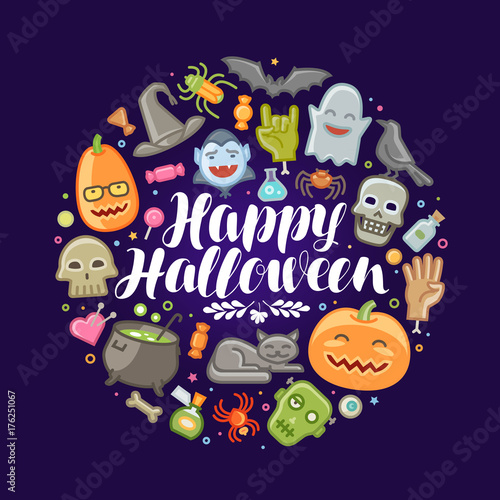 Halloween  concept. Holiday  festival  celebration banner or greeting card. Vector illustration