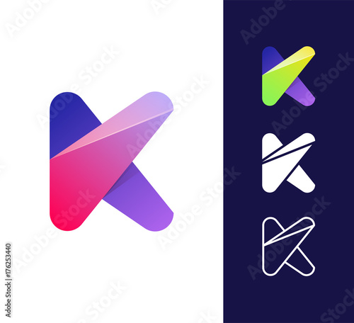 K letter logo template. Vector abstract material design style