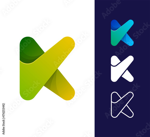 K letter logo template. Vector abstract material design style