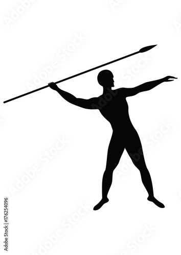 sketch - an athlete throws a spear - isolated on a white background - art vector