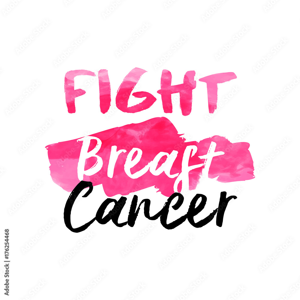 Breast cancer awareness pink watercolor typography