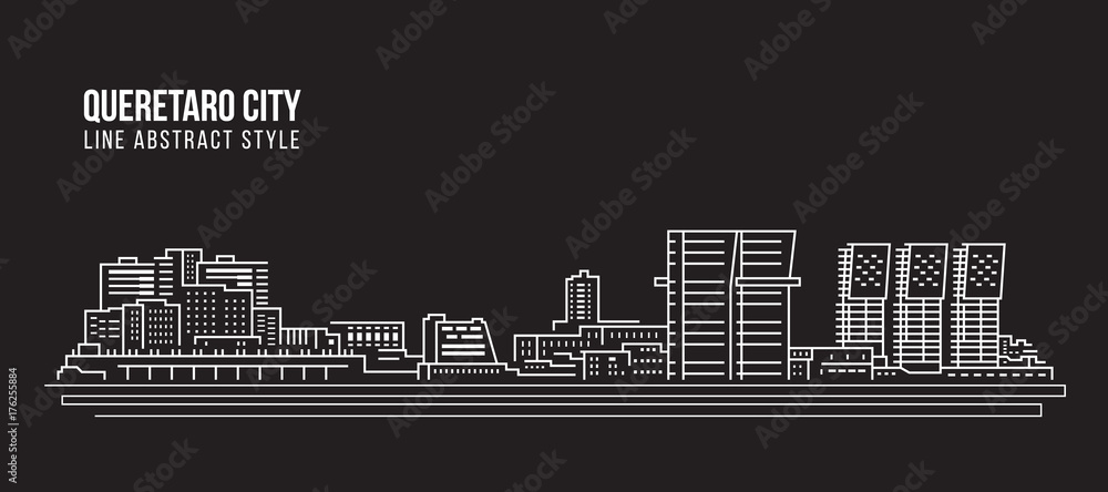 Cityscape Building Line art Vector Illustration design - Queretaro city
