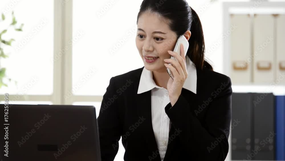 office worker lady using cell phone connecting office worker lady using cell phone connecting