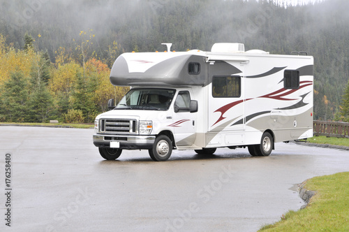 roadtrip with motorhome in Indian summer Quebec Canada photo