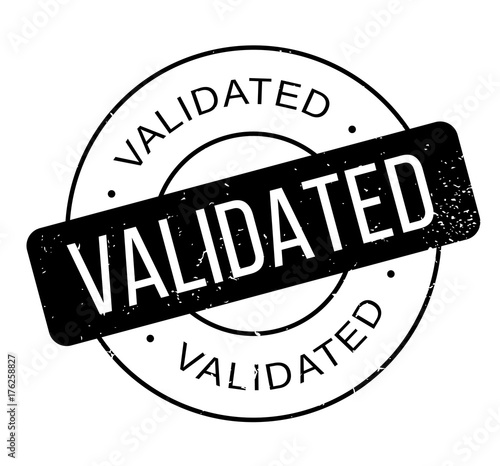 Validated rubber stamp. Grunge design with dust scratches. Effects can be easily removed for a clean, crisp look. Color is easily changed.