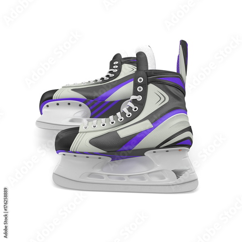 Ice hockey skates, isolated on white. 3D illustration