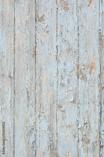 Grunge wood wall with old blue paint