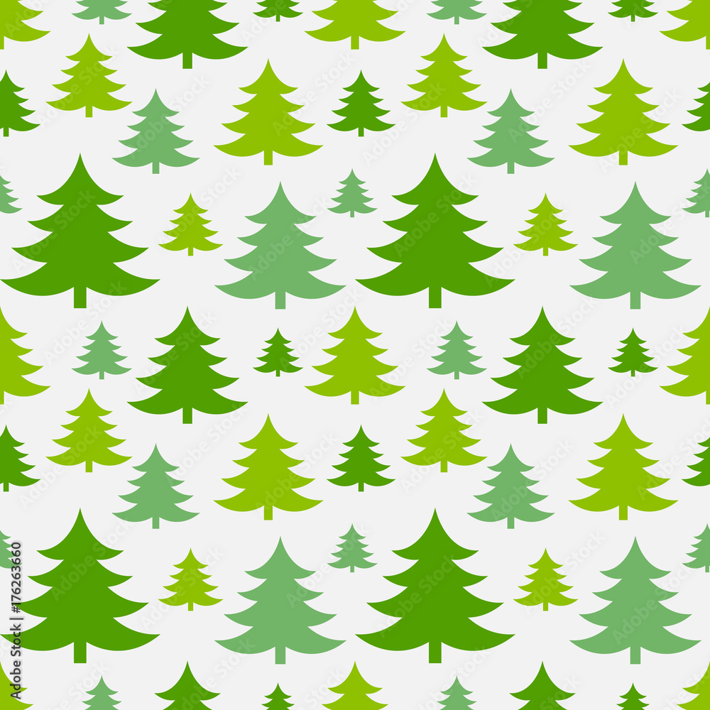 Green Christmas trees seamless pattern