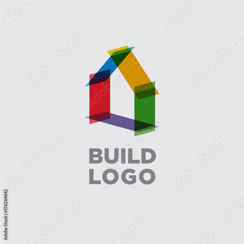 Construction logo. Real estate emblem. Transparent house icon.
