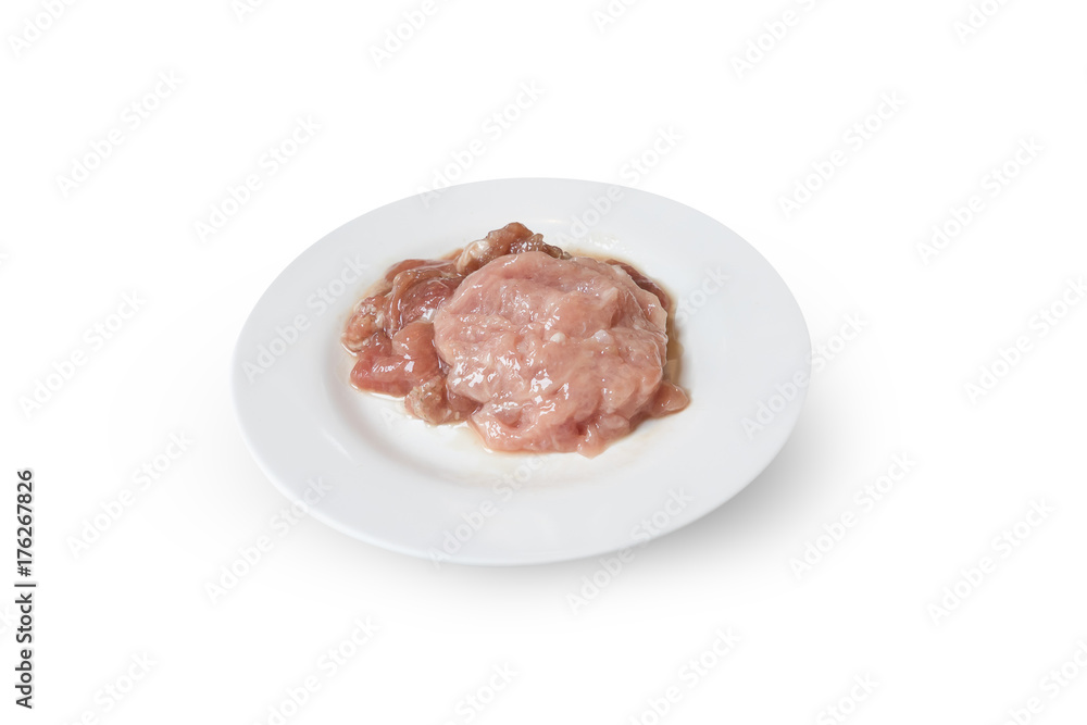 Fermented Pork in Plate On a white background