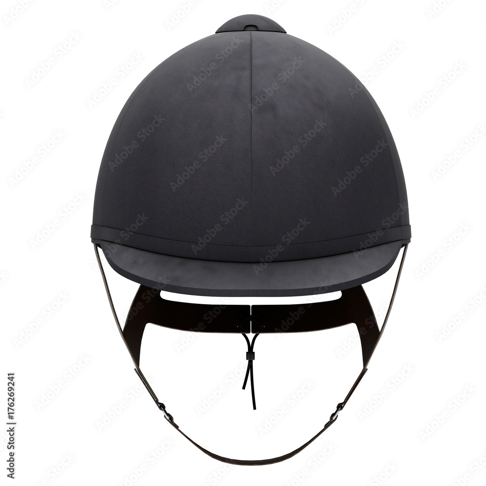 Classic Jockey helmet for horseriding athlete. Front view. Velvet