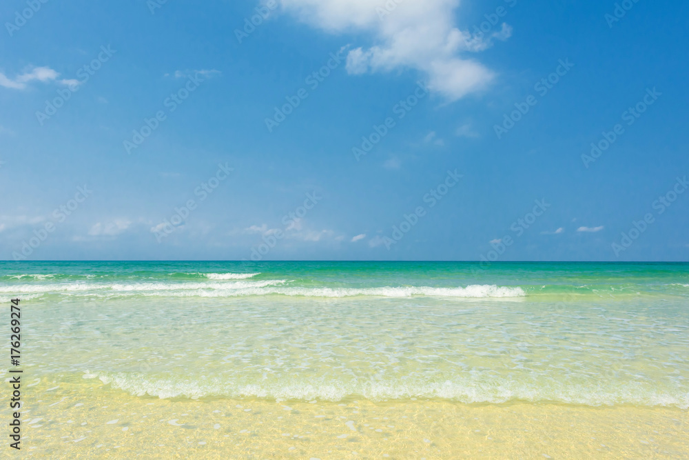 Beautiful gentle wave and bright water at the tropical beach Beautiful gentle wave and bright water at the tropical beach