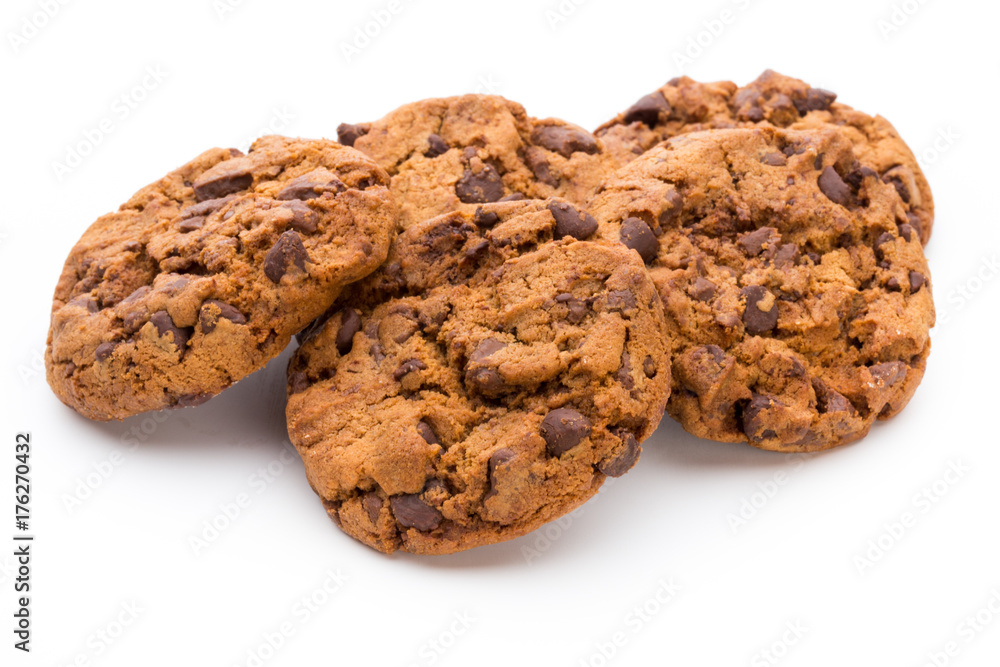 Chocolate chip cookie isolated on white background. Chocolate chip cookie isolated on white background.