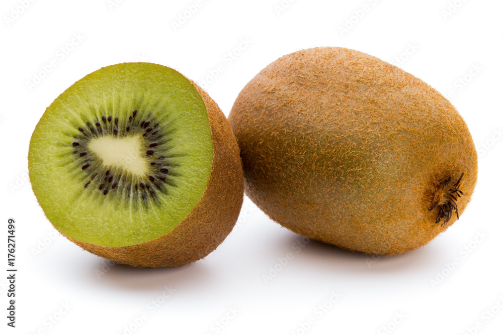 Kiwi fruit and sliced isolated on white background. Kiwi fruit and sliced isolated on white background.