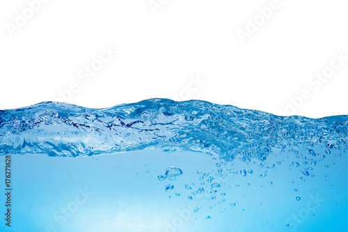 Level of blue water on a white background