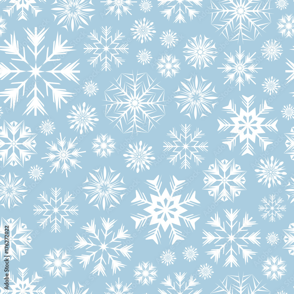 Merry Christmas and Happy New Year seamless pattern with snowflakes. Abstract winter background. Vector illustration Merry Christmas and Happy New Year seamless pattern with snowflakes. Abstract winter background. Vector illustration