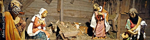 nativity scene in the stable photo