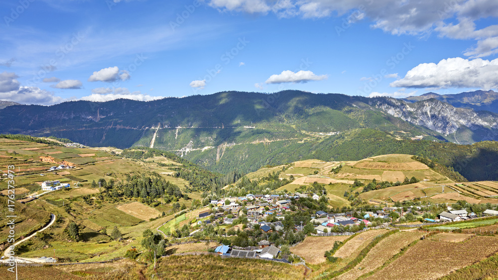 Yunnan province countryside panoramic picture, China.