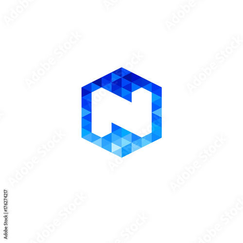Free Download  N monogram in a hexagon. N crystal logo. Network icon. - GFXLoad