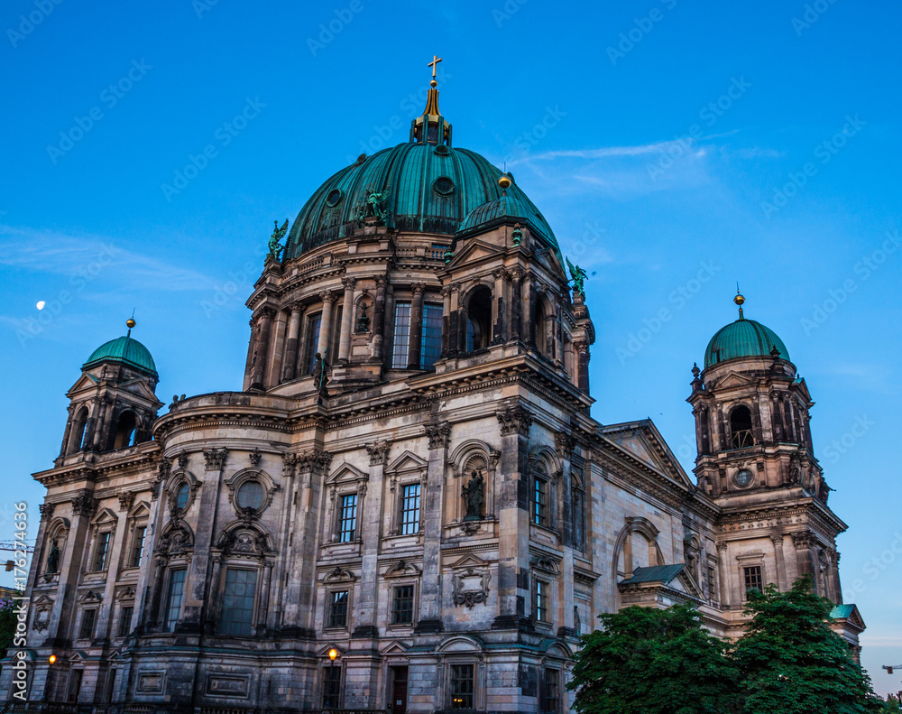 Beautiful view of historic Berlin Cathedral (Berliner Dom) at sunrise, Berlin, Germany