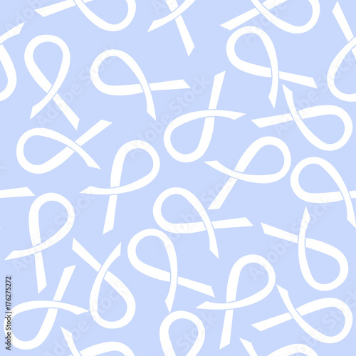 Lung Cancer Awareness Month background. White ribbon seamless pattern. Vector illustration.