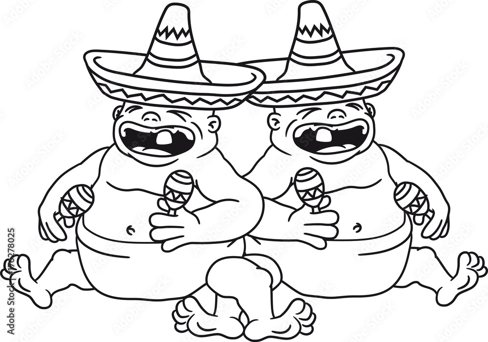 team paar 2 freunde party duo sombrero singen laut mexikaner rasseln hut mütze nerven fett dick sitzend klein süß niedlich windel kind baby comic cartoon team paar 2 freunde party duo sombrero singen laut mexikaner rasseln hut mütze nerven fett dick sitzend klein süß niedlich windel kind baby comic cartoon