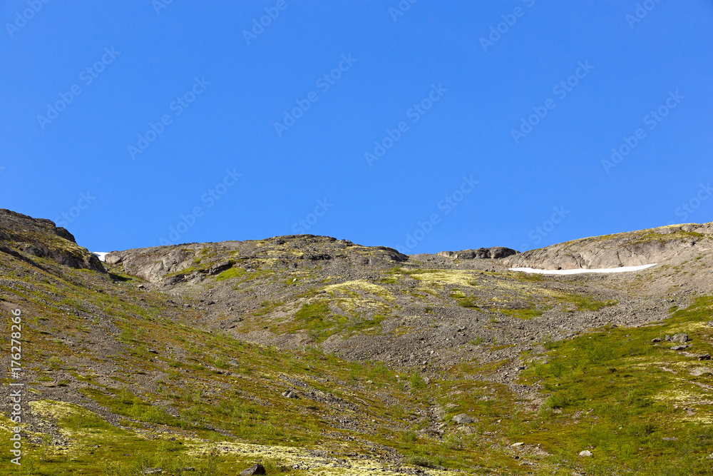 The tops of the Mountains, Khibiny  and cloudy sky. Kola Peninsula, Russia.