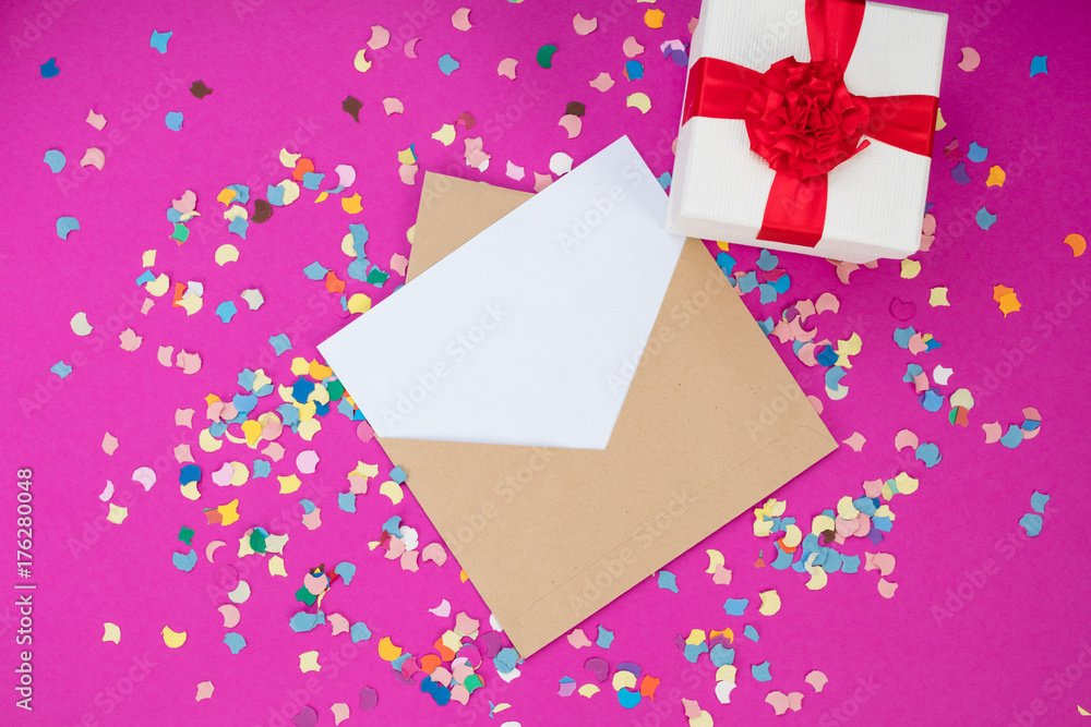 Blank card with colourful confetti Blank card with colourful confetti