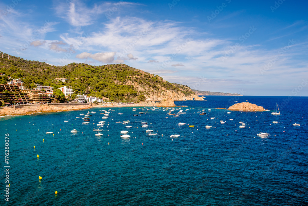 Overlooking the Bay of Tossa de Mar from the old fortress,Spain 