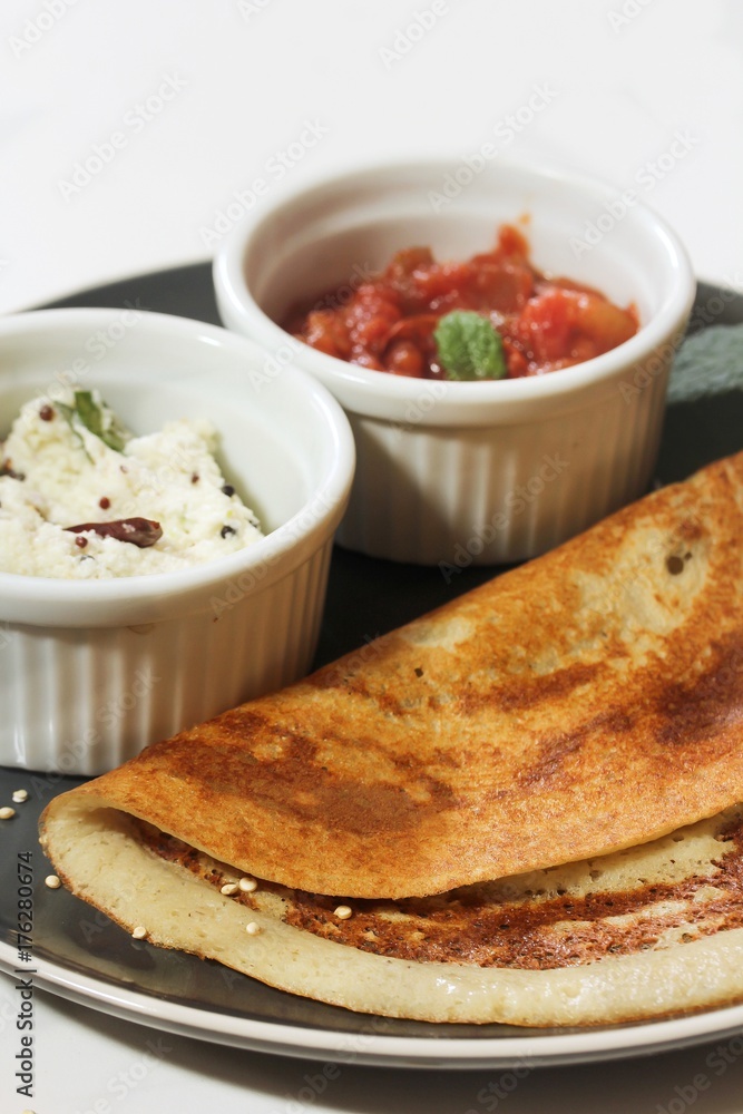 Quinoa Dosa - Healthy south Indian breakfast with lentil and rice served with chutney Quinoa Dosa - Healthy south Indian breakfast with lentil and rice served with chutney