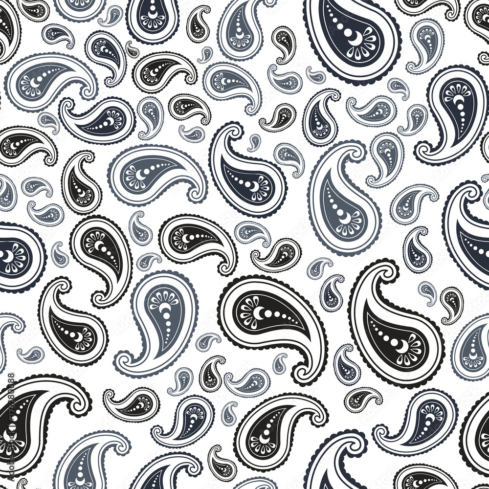 Pairsley seamless pattern. Seamless paisley ornament on white background