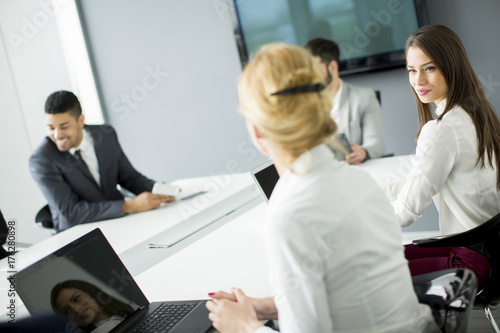 Businesspeople working at modern company